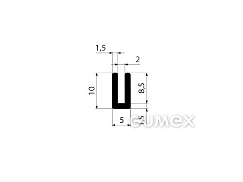 "U" Silikonprofil, 10x5/2mm, 60°ShA, -60°C/+180°C, schwarz, 